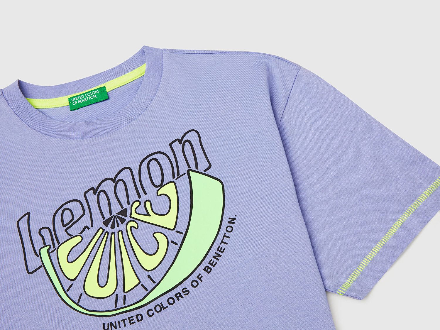 Benetton Erkek Çocuk Mor Ajurlu Önü ve Arkası Baskılı T-Shirt