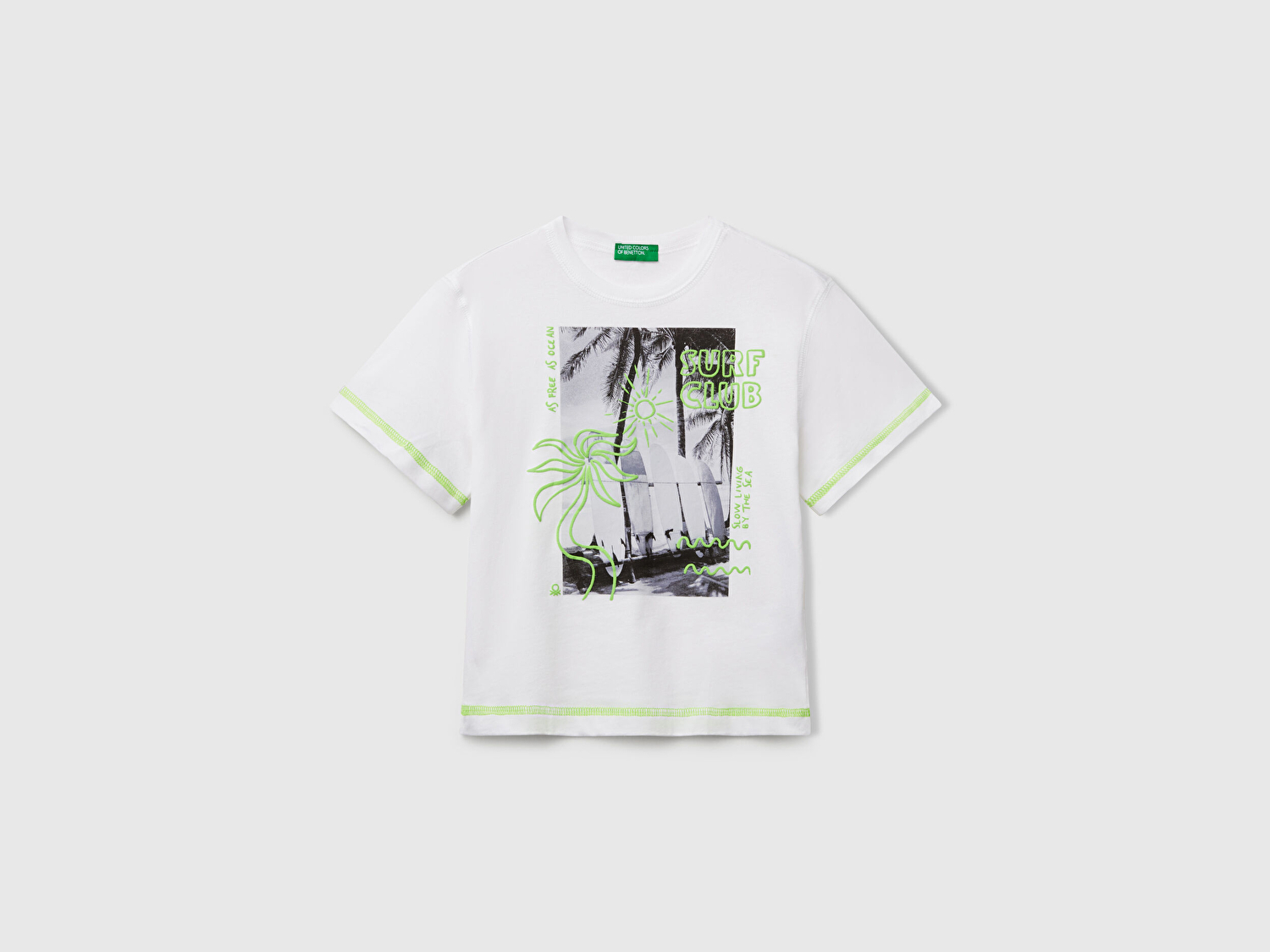 Benetton Erkek Bebek Beyaz Fotoğraf Baskılı Kabartma Detaylı Kontrastlı T-Shirt