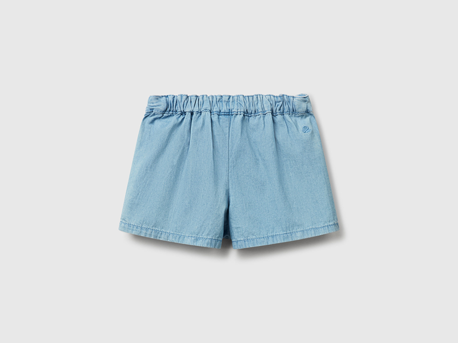 Benetton Kız Bebek Denim Çıtçıt Düğmeli Logo İşlemeli Önü Fırfırlı Şönil Şort Etek