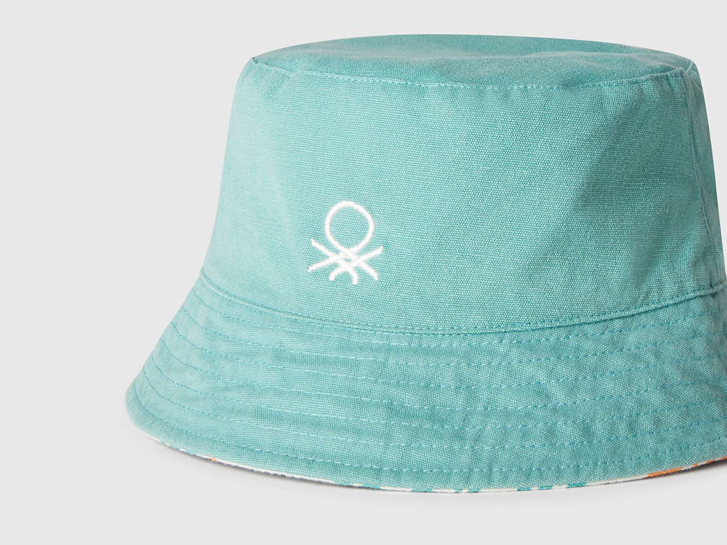 Benetton Erkek Çocuk Mint Yeşili Desenli Logo İşlemeli Çift Taraflı Bucket Şapka