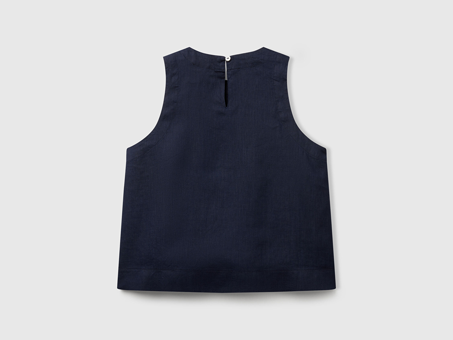 Benetton Kadın Lacivert %100 Keten Kolsuz Bluz