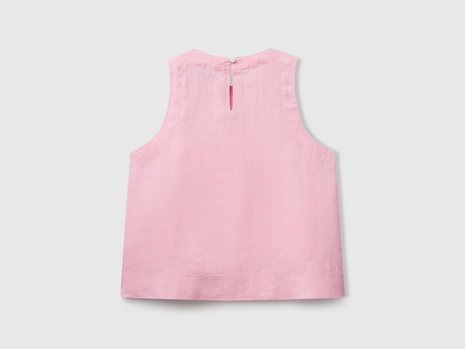 Benetton Kadın Pembe %100 Keten Kolsuz Bluz
