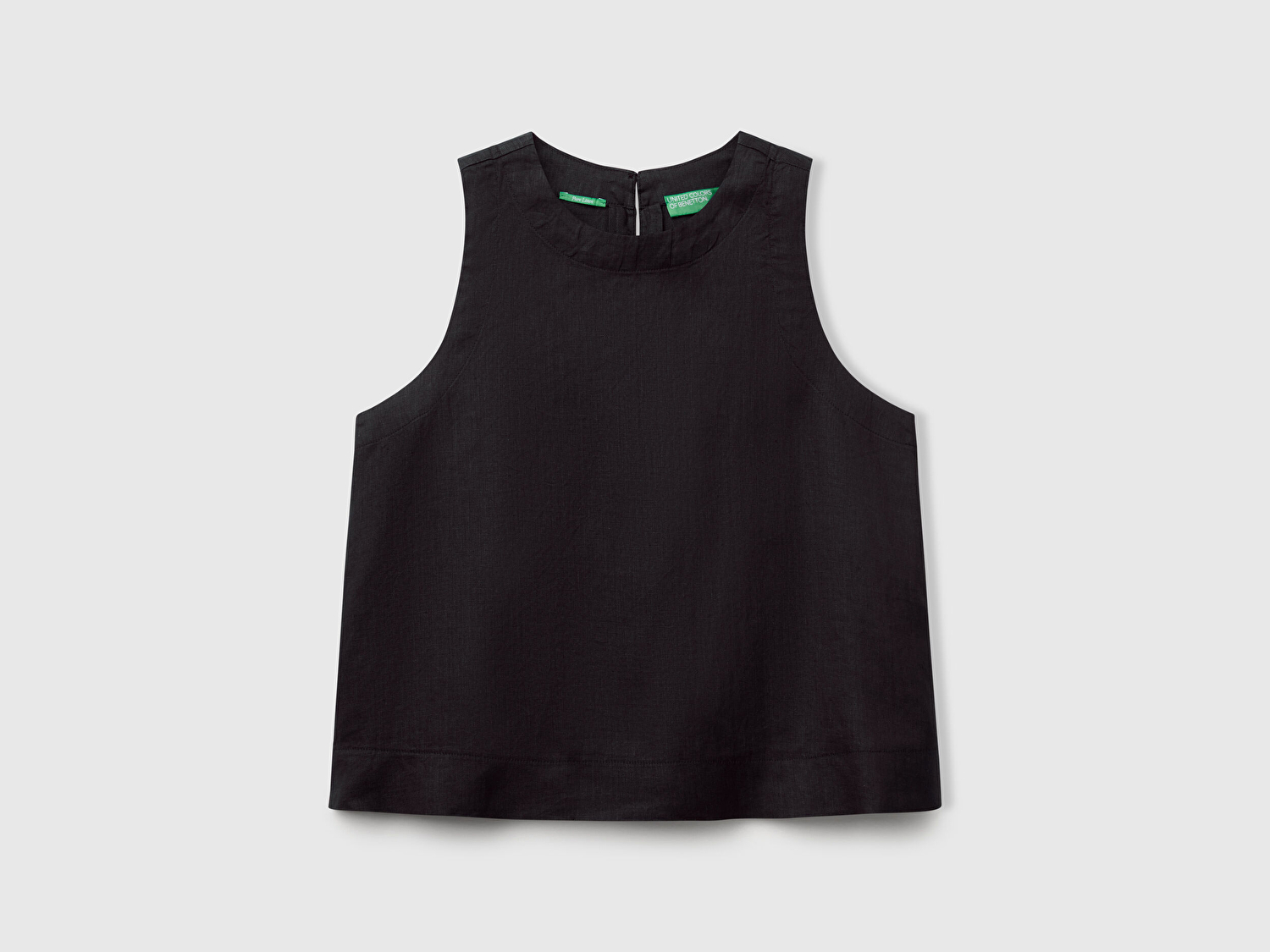 Benetton Kadın Siyah %100 Keten Kolsuz Bluz