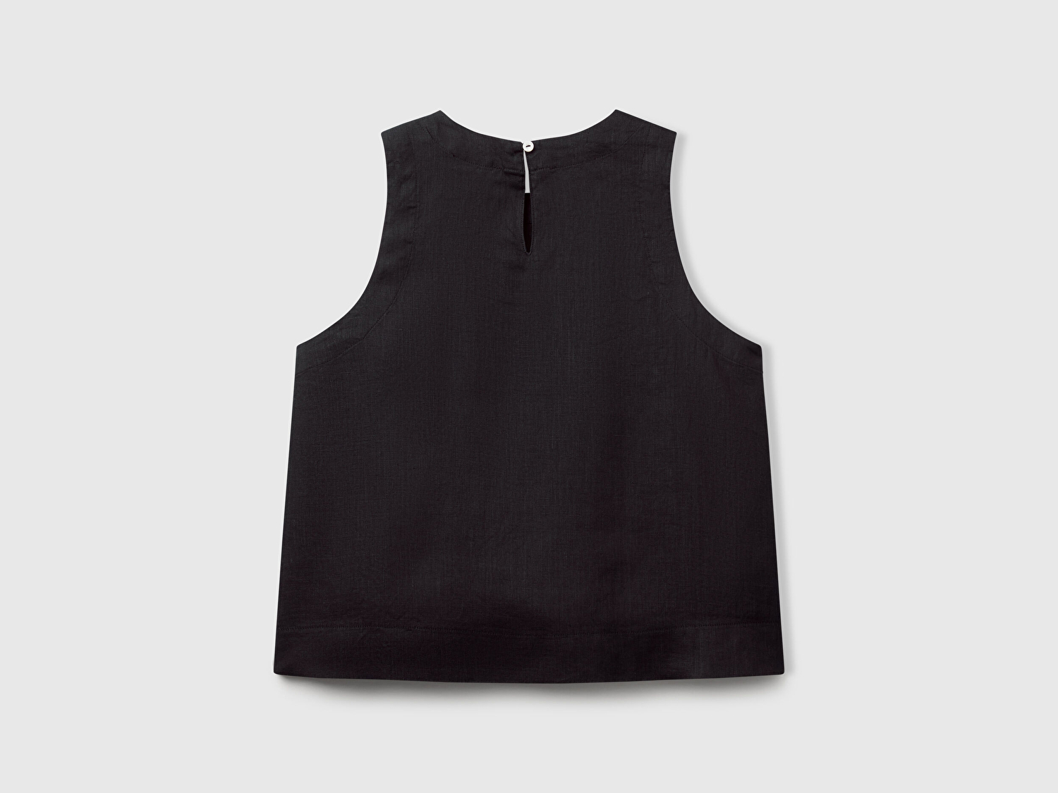 Benetton Kadın Siyah %100 Keten Kolsuz Bluz