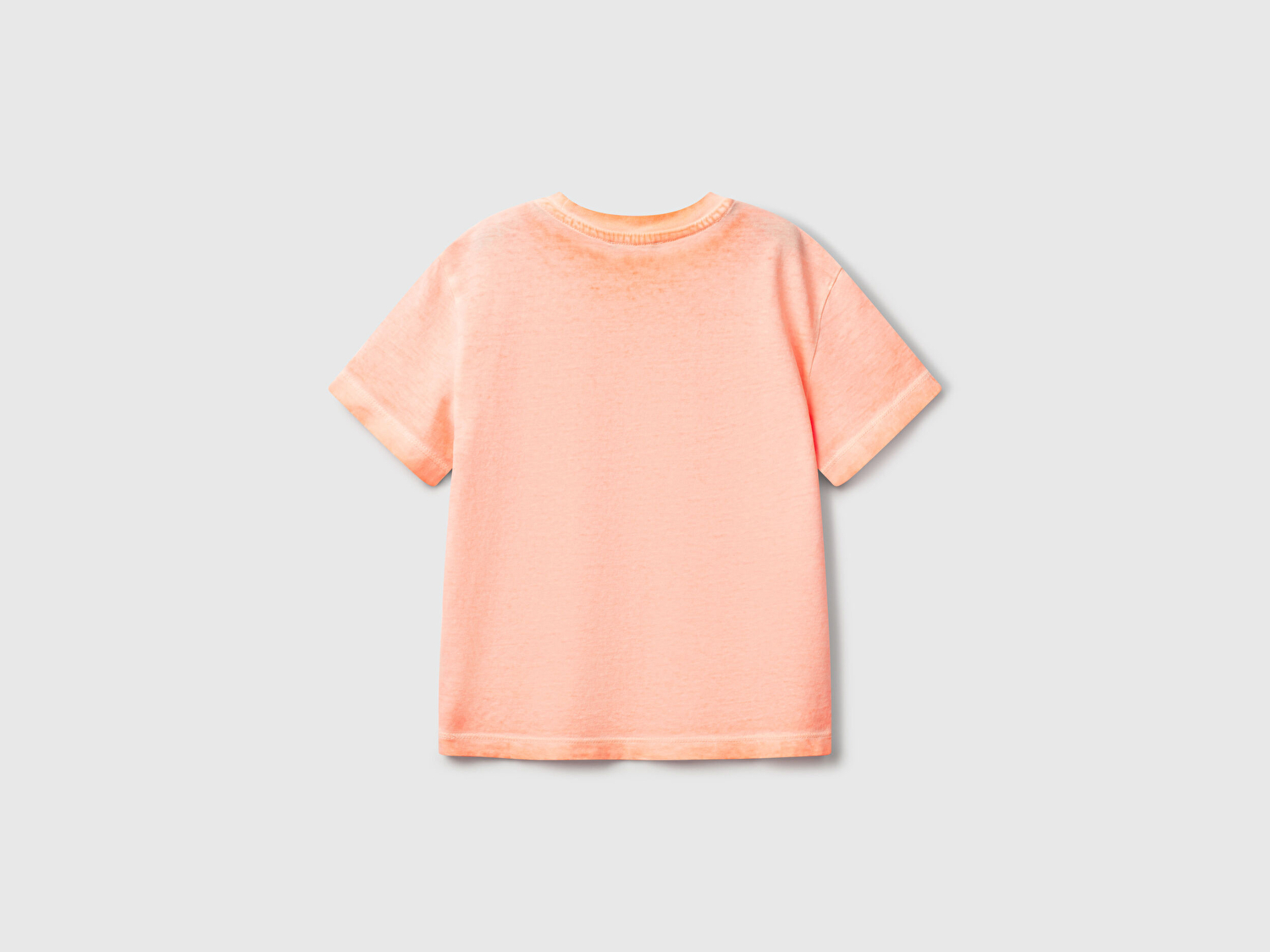 Benetton Erkek Bebek Turuncu Soluk Efektli Logo İşlemeli Oversize T-Shirt