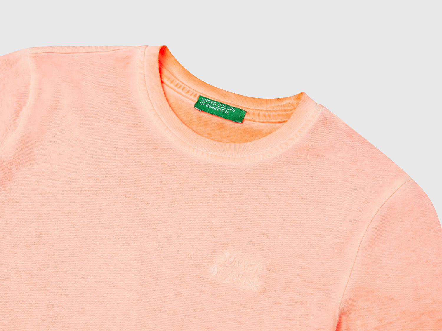 Benetton Erkek Bebek Turuncu Soluk Efektli Logo İşlemeli Oversize T-Shirt