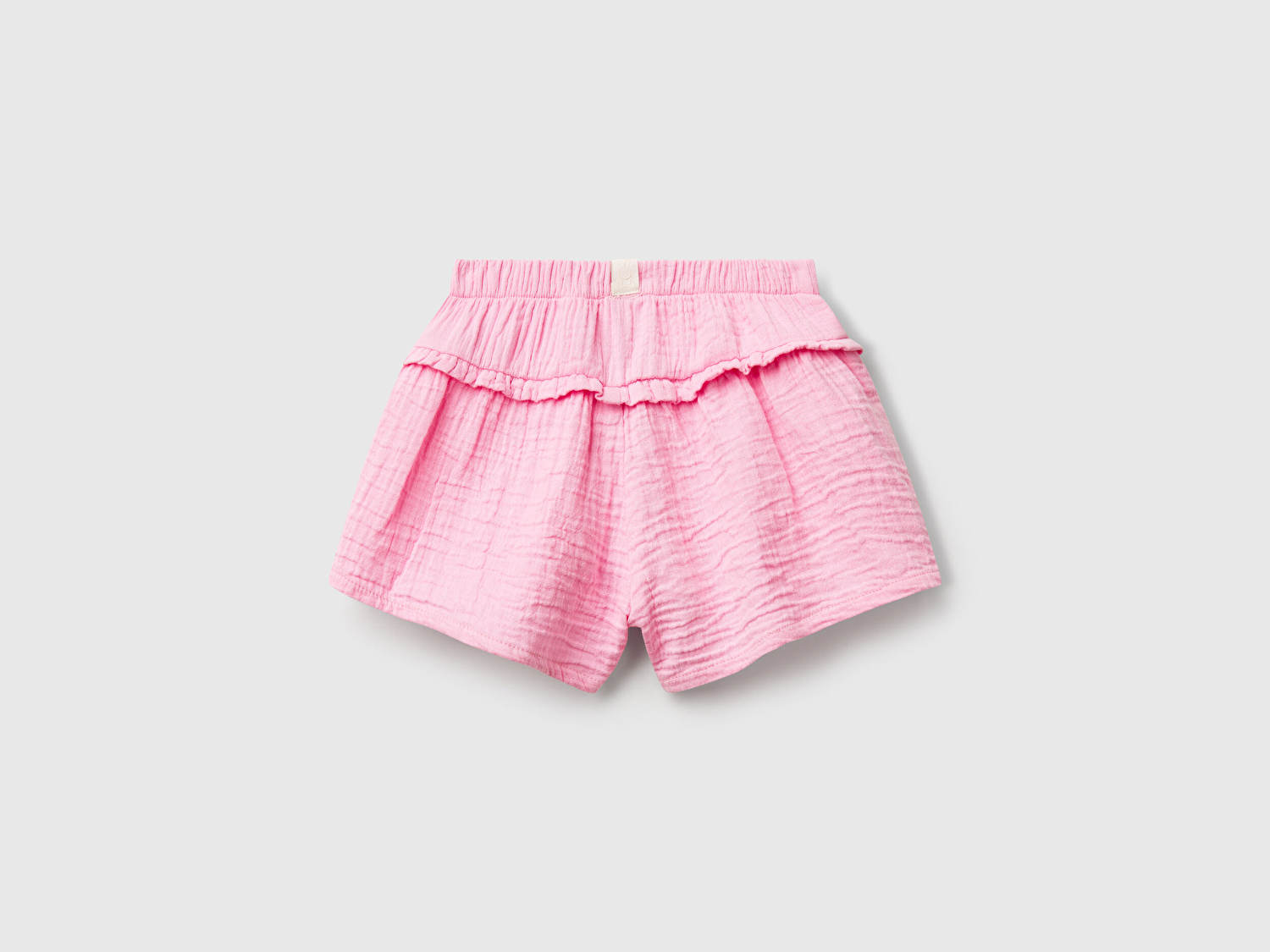 Benetton Bebek Pembe Logo Etiketli Beli Lastikli Pileli Fırfırlı Müslin Şort