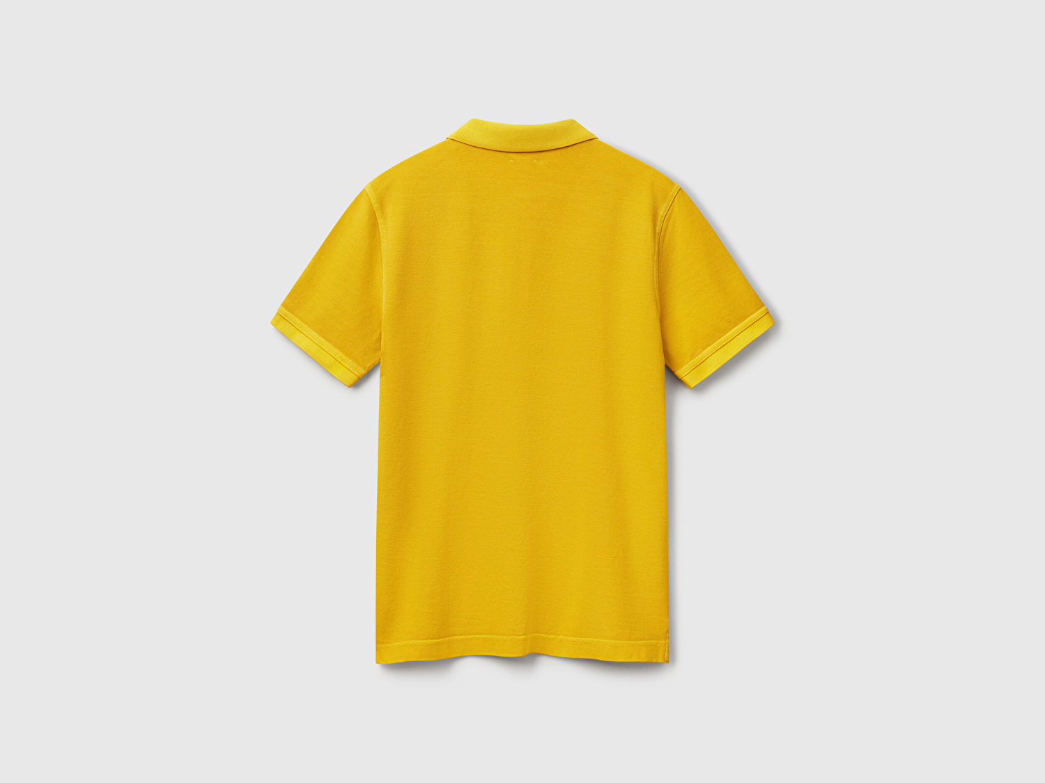 Benetton Erkek Sarı %100 Organik Koton Regular Fit Polo T-Shirt
