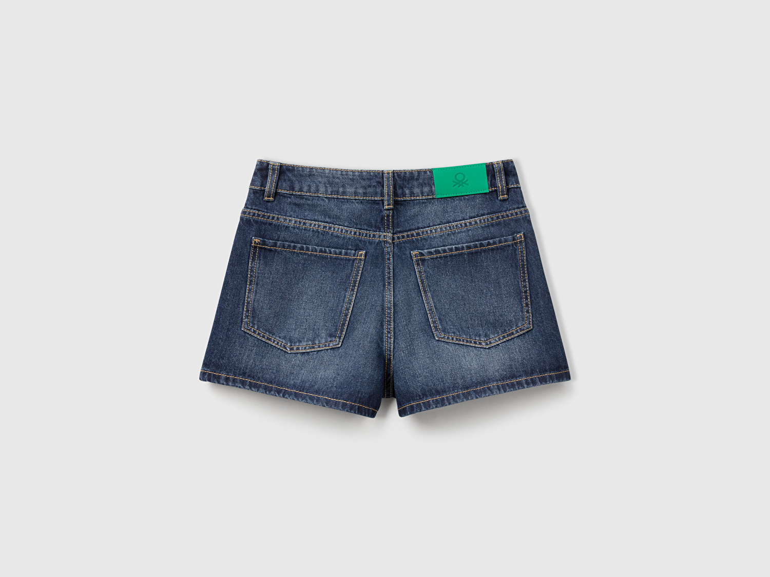 Benetton Kadın Koyu Mavi %100 Koton 5 Cepli Denim Şort