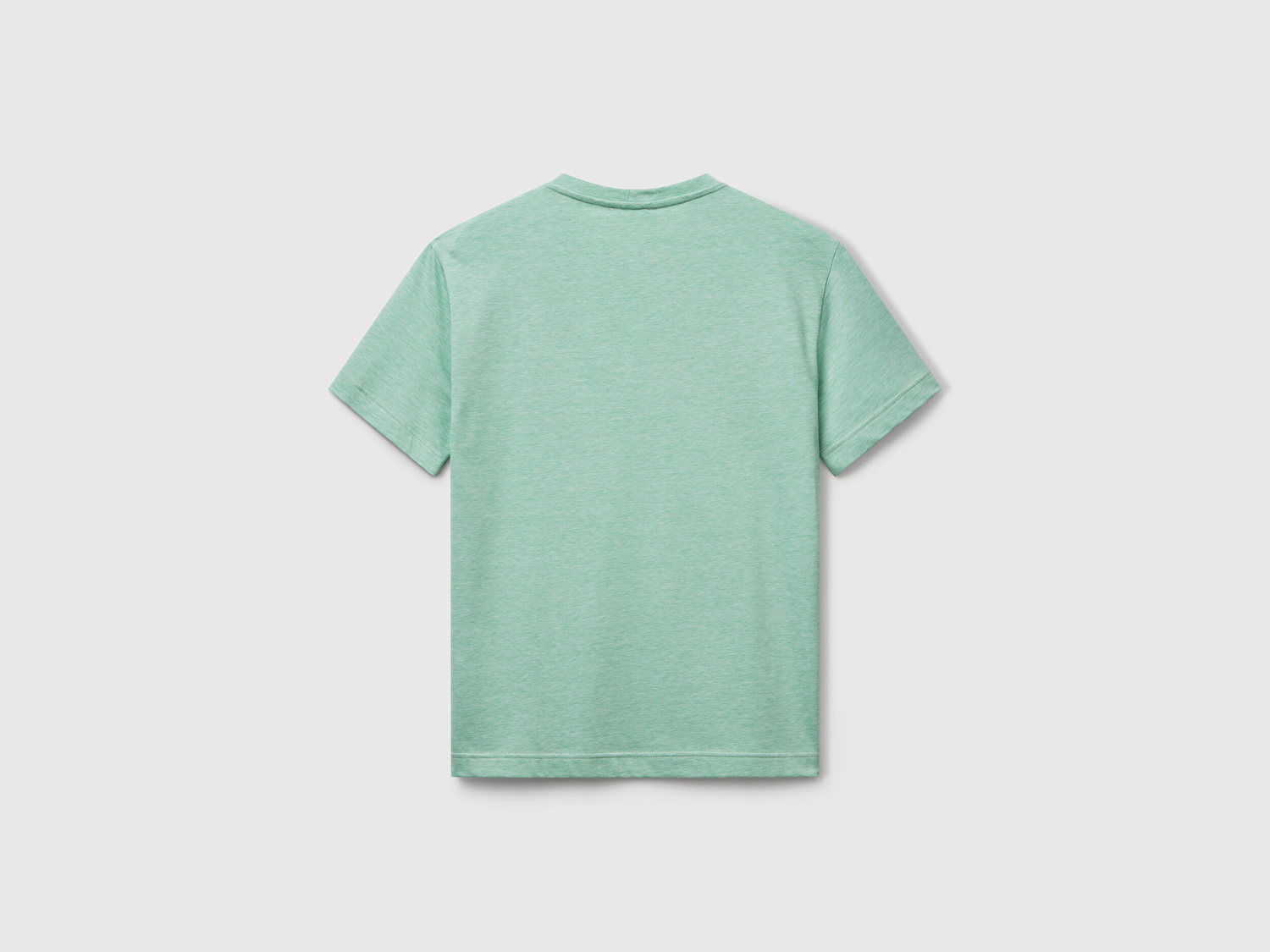 Benetton Erkek Yeşil %100 Pamuk Göğsü Yama Logo İşlemeli Bisiklet Yaka T-Shirt