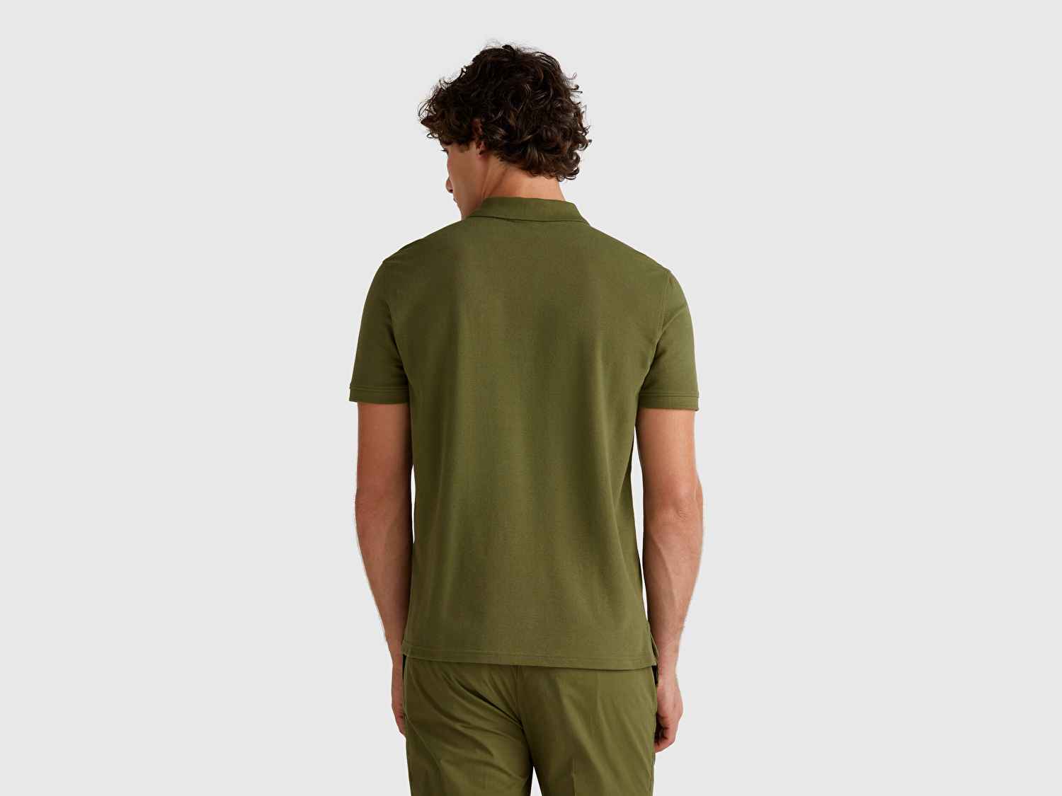 Benetton Erkek Haki %100 Koton Peanuts Baskılı Polo T-Shirt