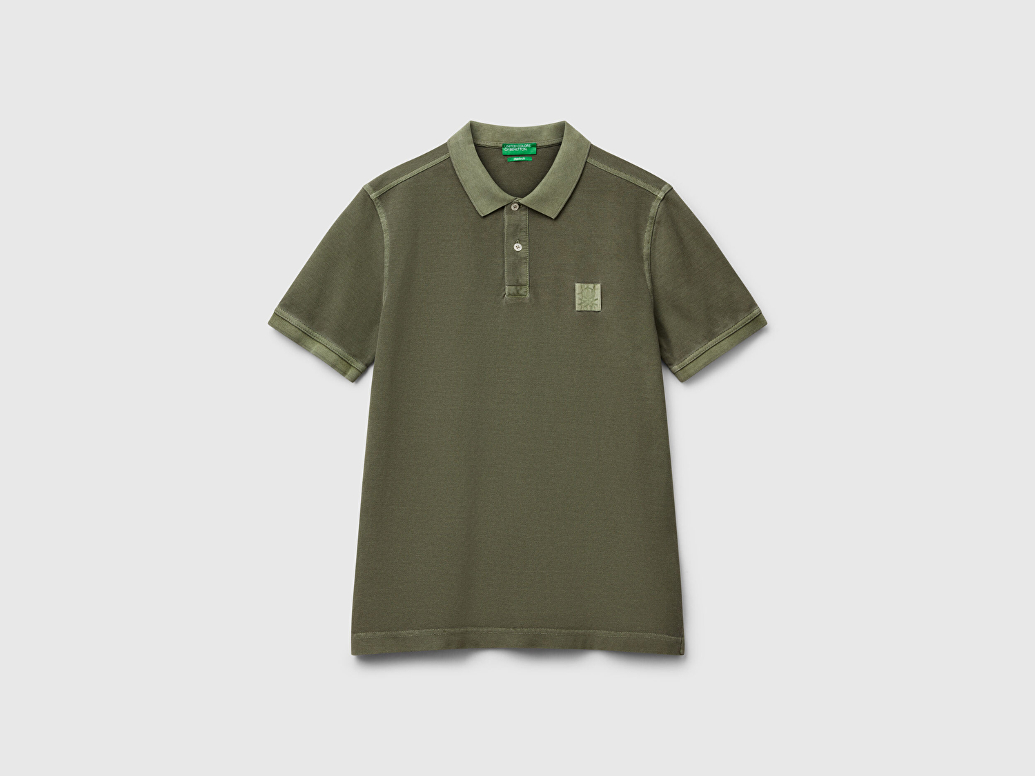 Benetton Erkek Haki %100 Organik Koton Regular Fit Polo T-Shirt