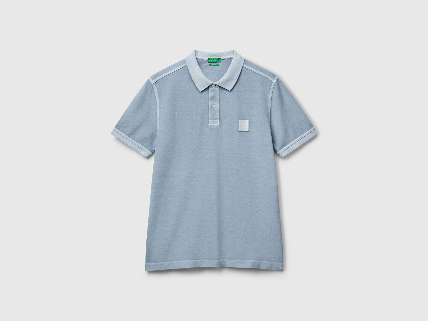 Benetton Erkek Açık Mavi %100 Organik Koton Regular Fit Polo T-Shirt