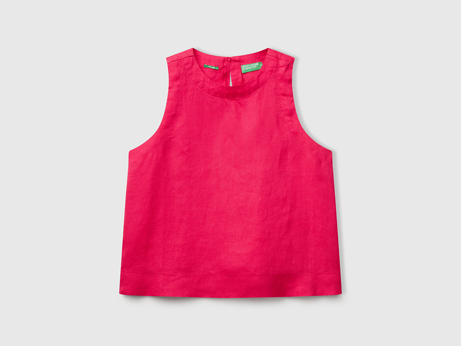 Benetton Kadın Fuşya %100 Keten Kolsuz Bluz