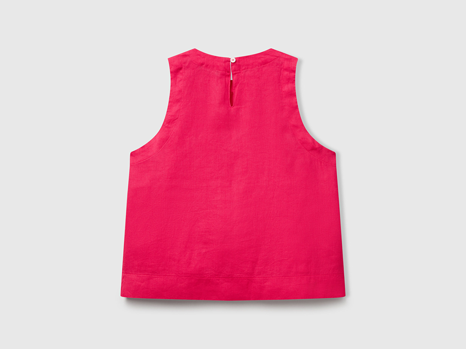 Benetton Kadın Fuşya %100 Keten Kolsuz Bluz