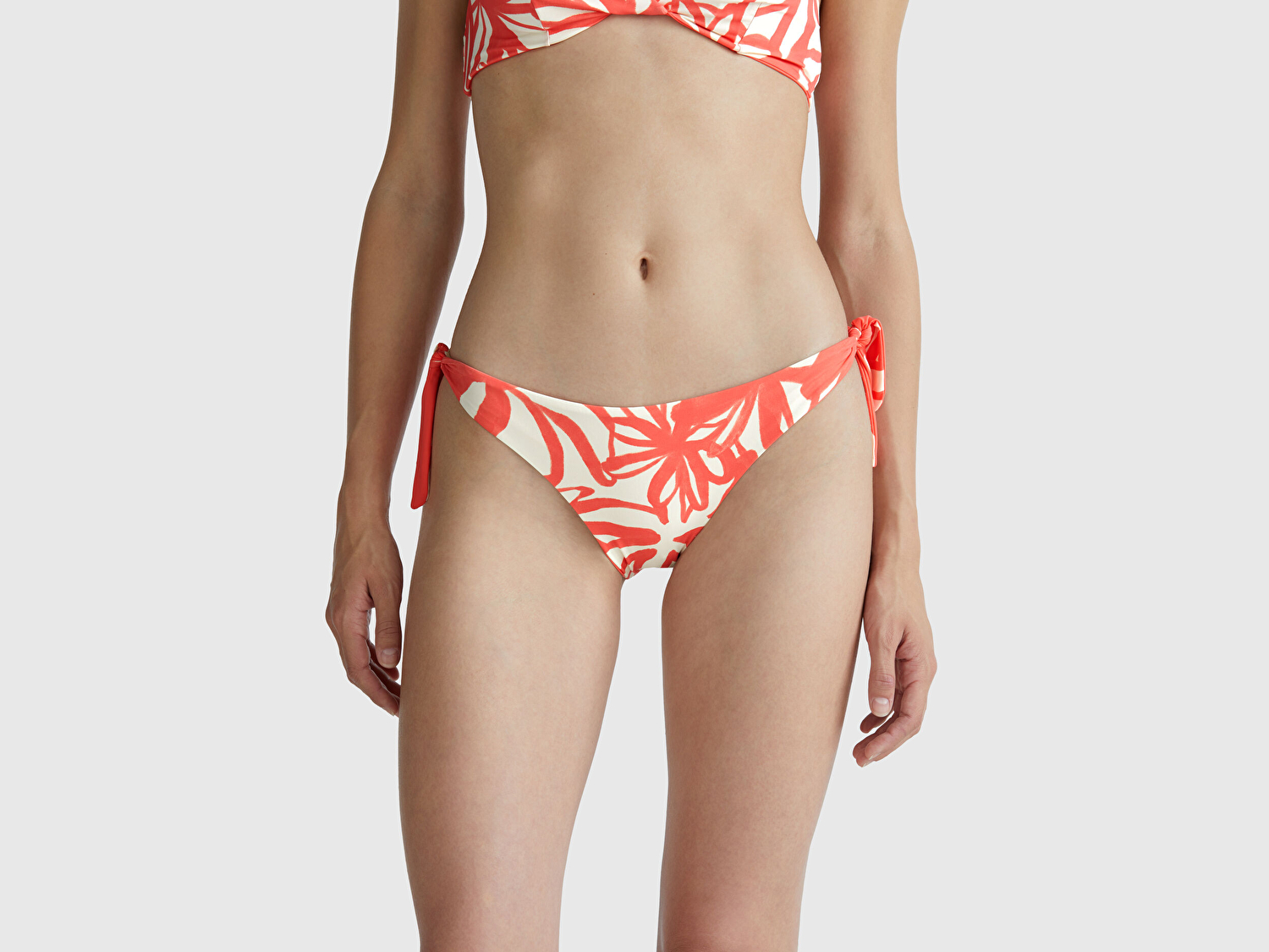 Benetton Kadın Turuncu Mercan Desenli Çift Taraflı Bikini Altı