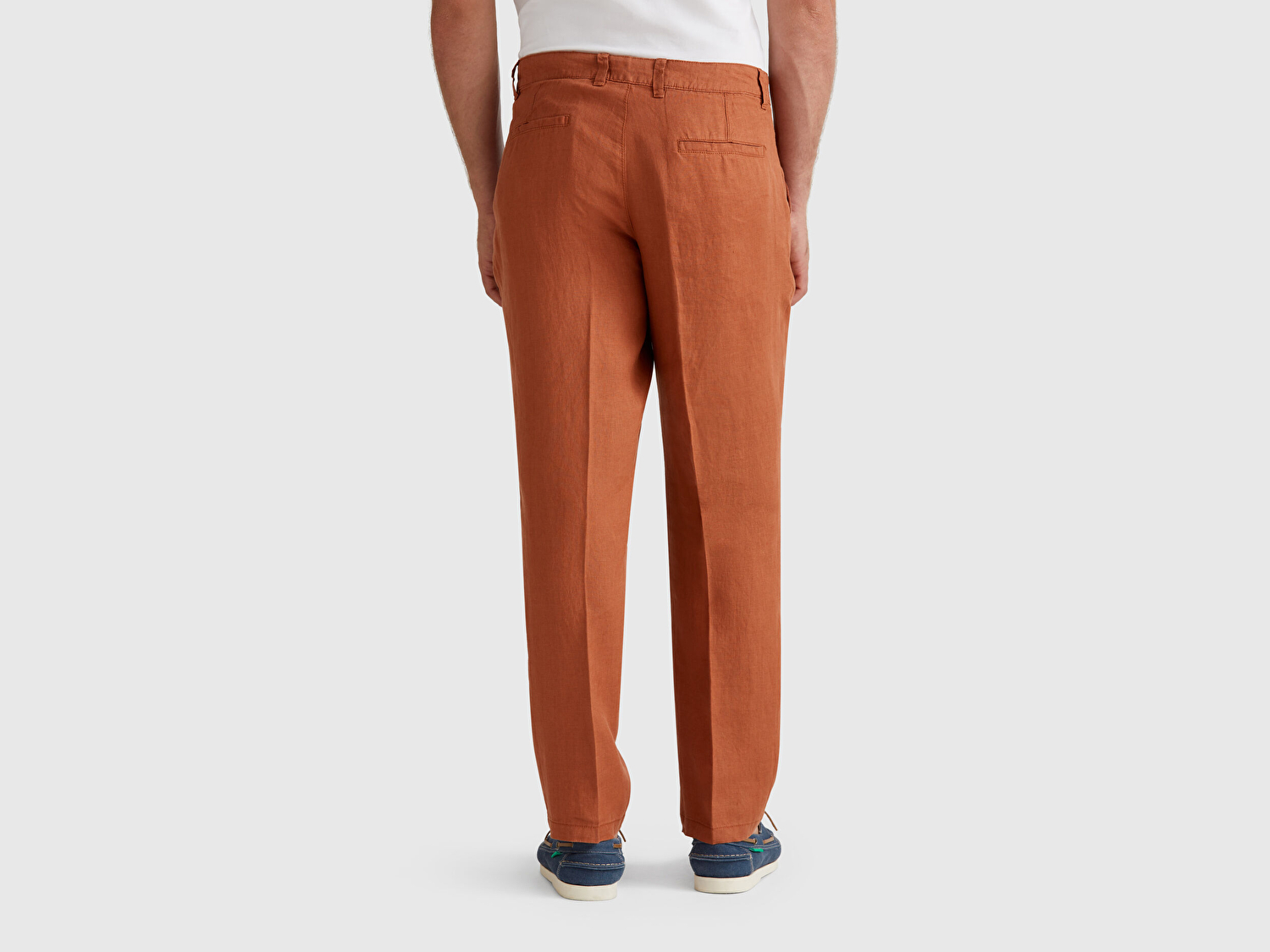 Benetton Erkek Koyu Kahverengi %100 Keten Pantolon