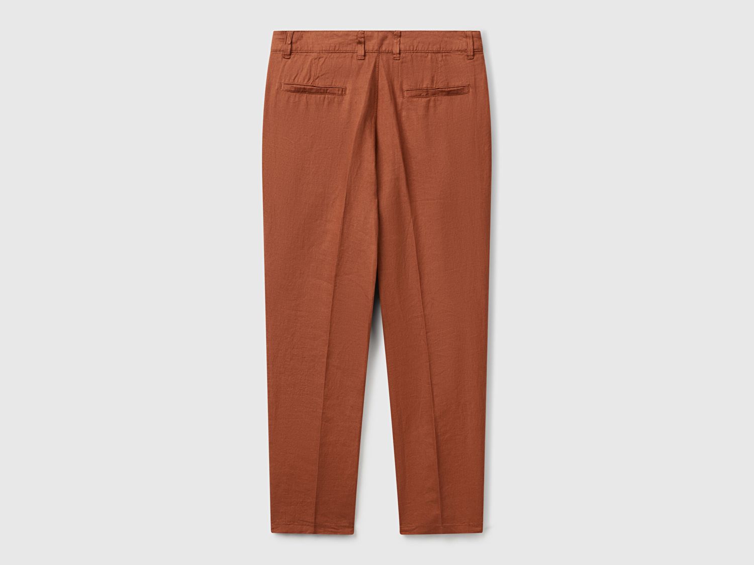 Benetton Erkek Koyu Kahverengi %100 Keten Pantolon