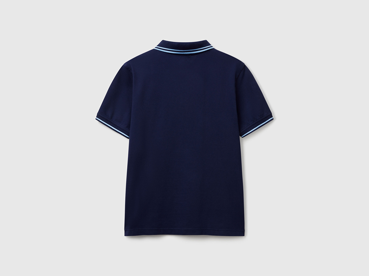 Benetton Erkek Lacivert Kol ve Yakası Çizgili Polo T-Shirt
