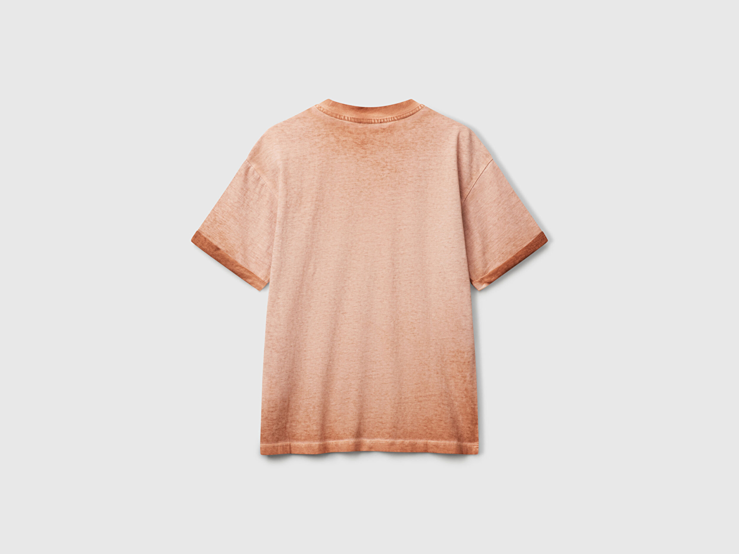 Benetton Erkek Çocuk Tarçın Soluk Efektli Logo İşlemeli Oversize T-Shirt