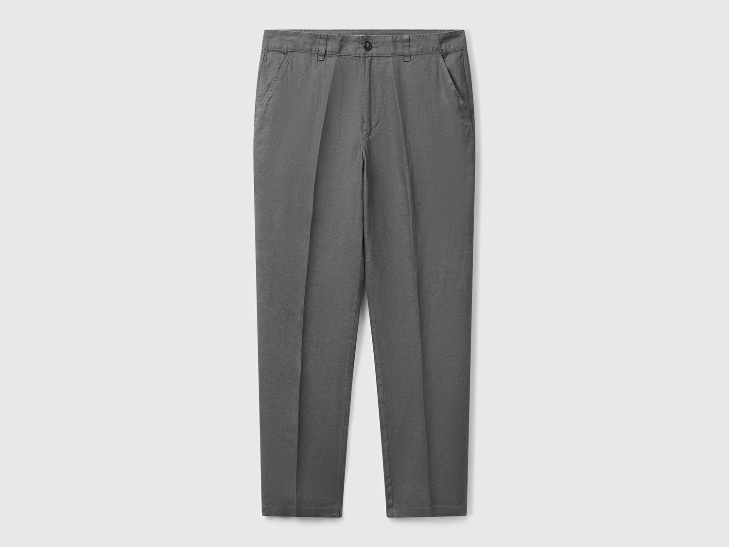 Benetton Erkek Gri %100 Keten Pantolon
