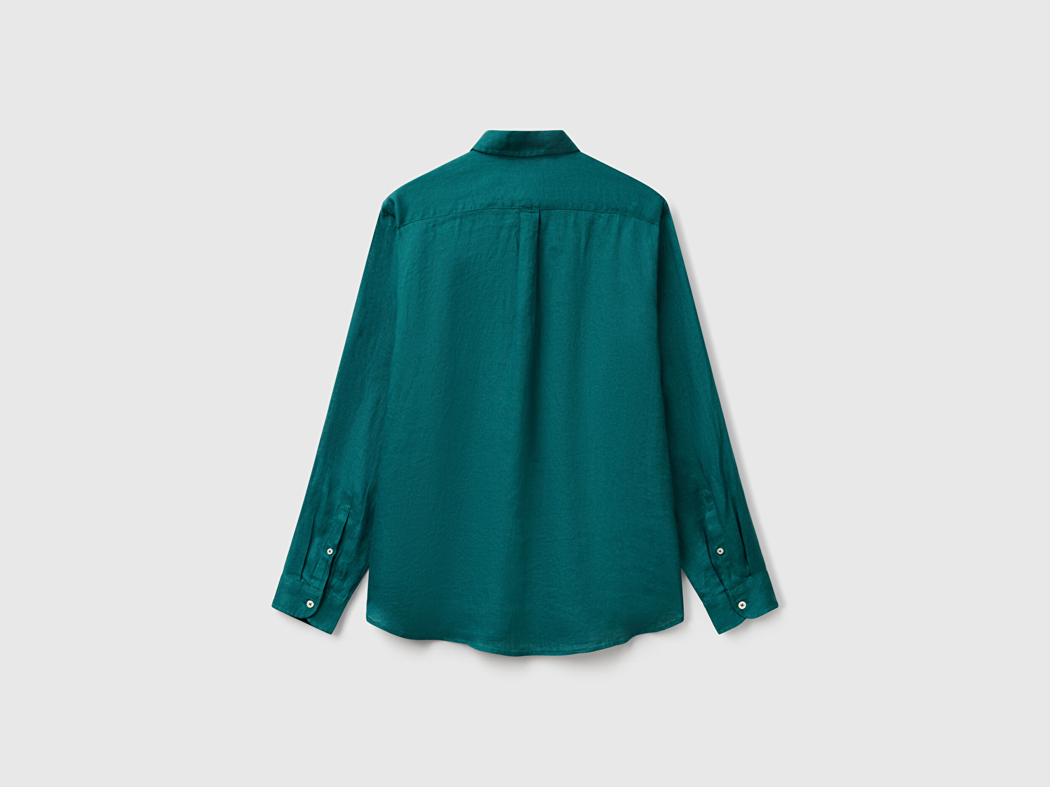 Benetton Erkek Yeşil %100 Keten Gömlek