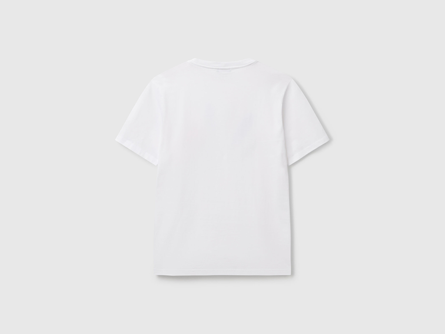 Benetton Erkek Beyaz-Kibrit %100 Koton Baskılı Regular Fit T-Shirt