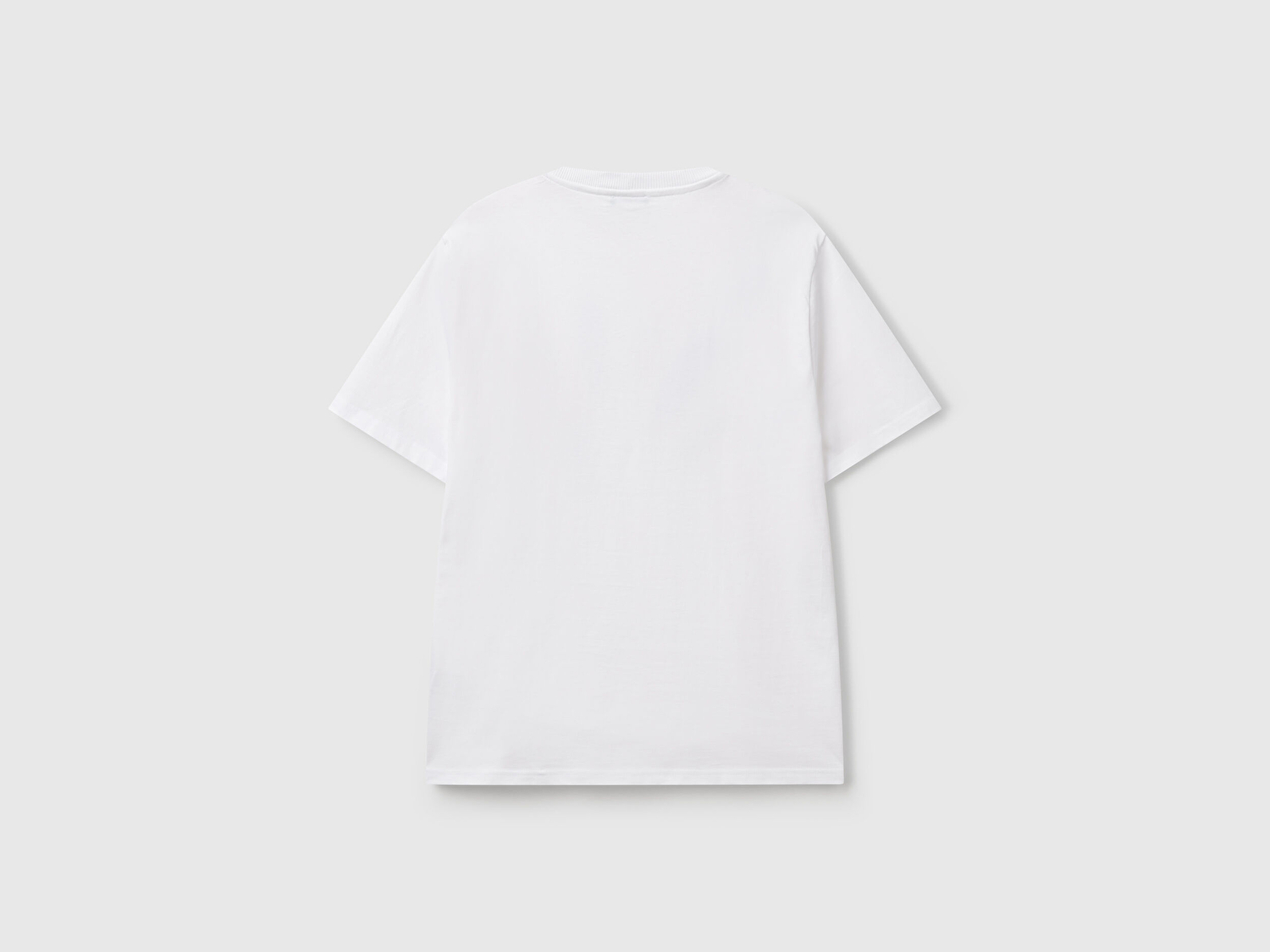 Benetton Erkek Beyaz-Bayrak %100 Koton Baskılı Regular Fit T-Shirt