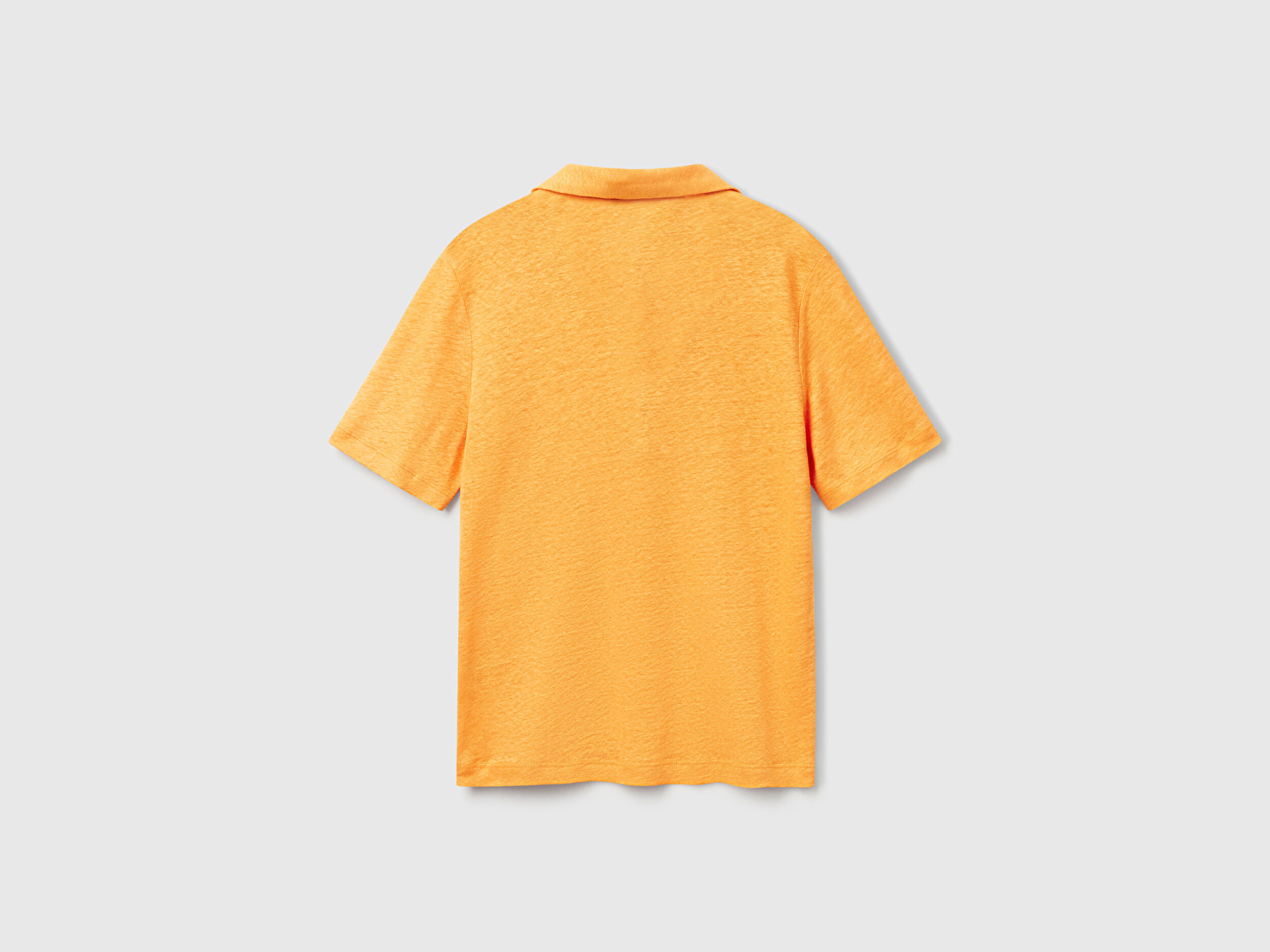 Benetton Kadın Sarı %100 Keten Polo Yaka T-Shirt