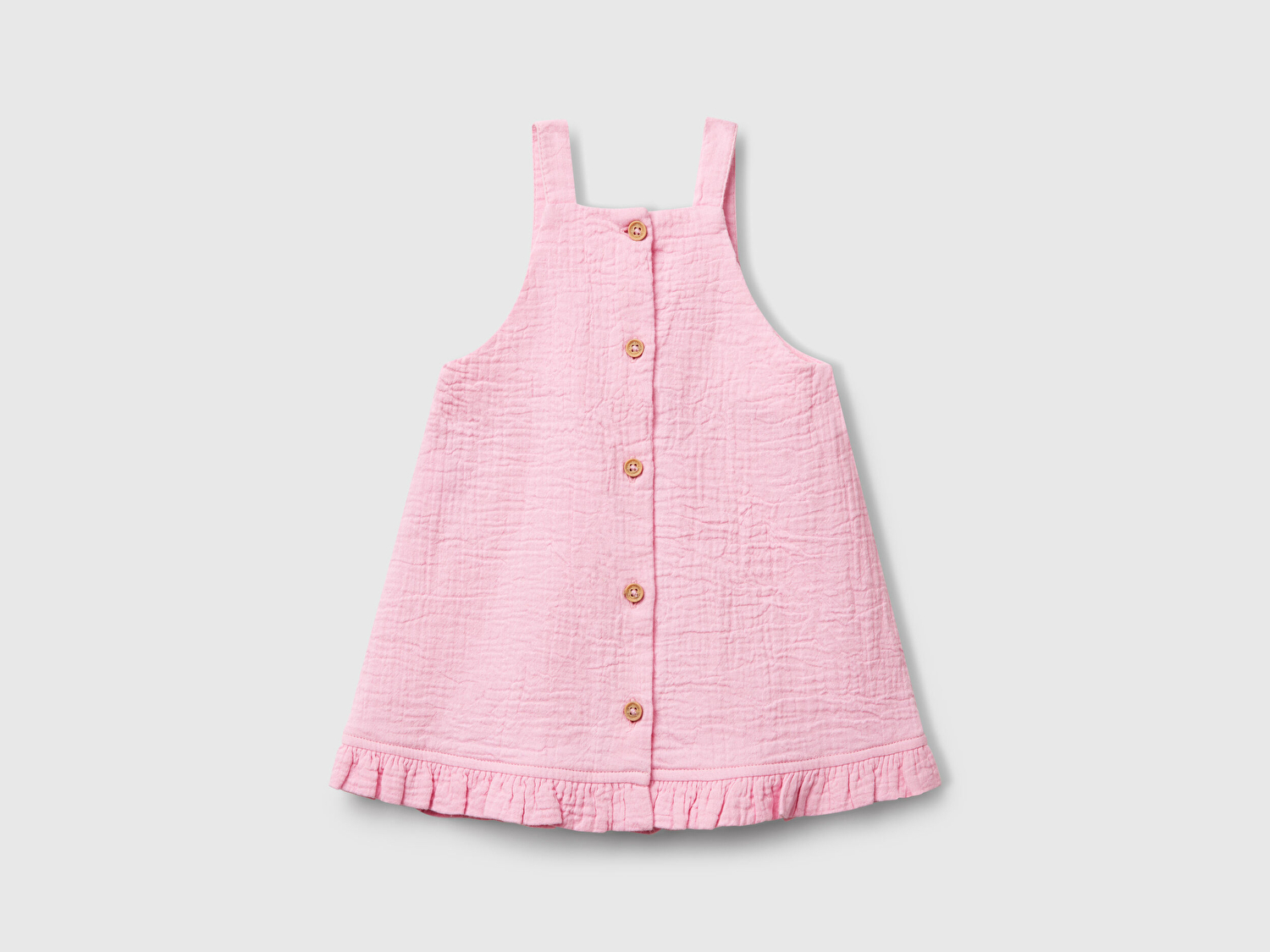 Benetton Bebek Pembe Eteği Fırfırlı Püskül Detaylı Arkası Düğmeli Müslin Tulum