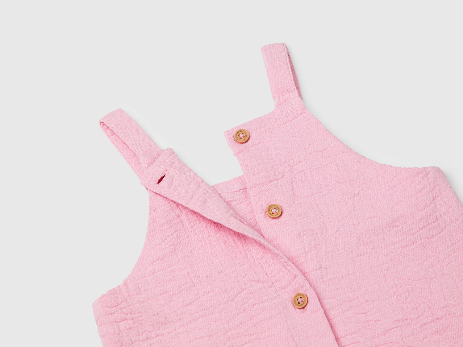 Benetton Bebek Pembe Eteği Fırfırlı Püskül Detaylı Arkası Düğmeli Müslin Tulum