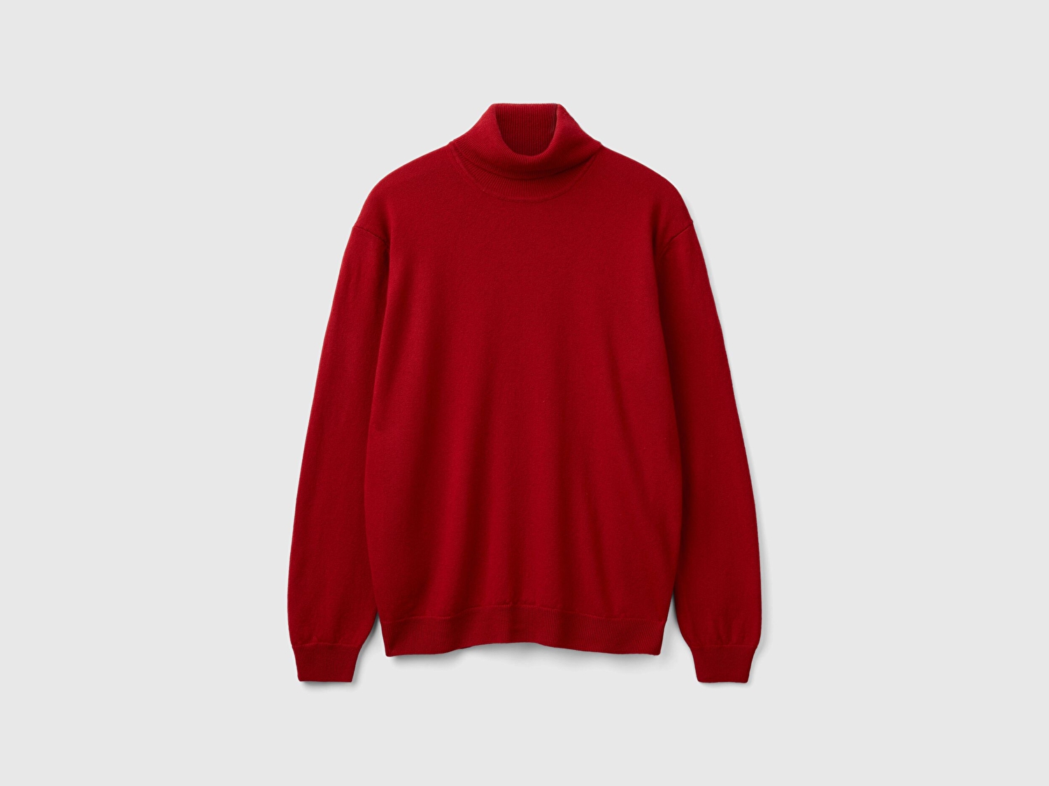 Benetton Erkek Bordo Boğazlı %100 Merino Kazak