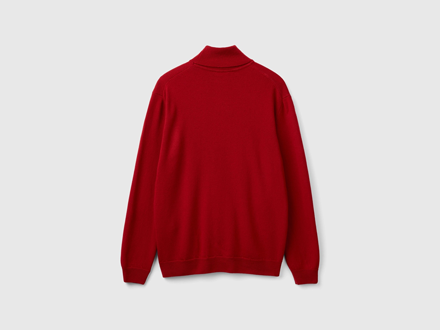 Benetton Erkek Bordo Boğazlı %100 Merino Kazak