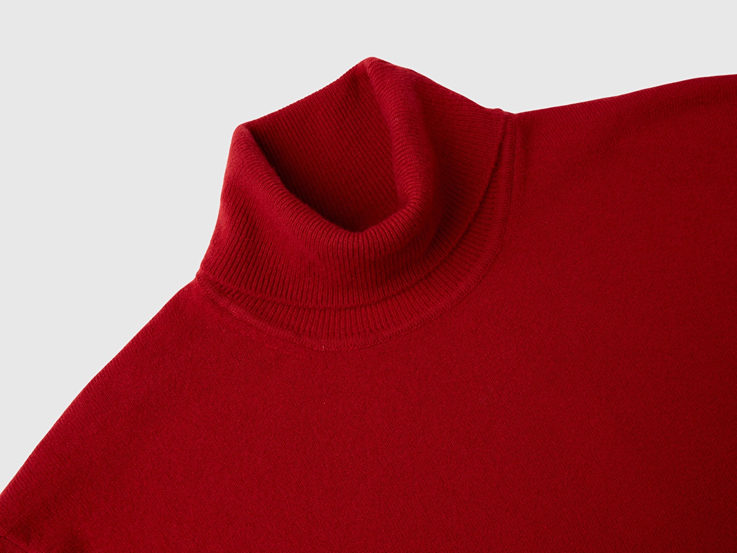 Benetton Erkek Bordo Boğazlı %100 Merino Kazak