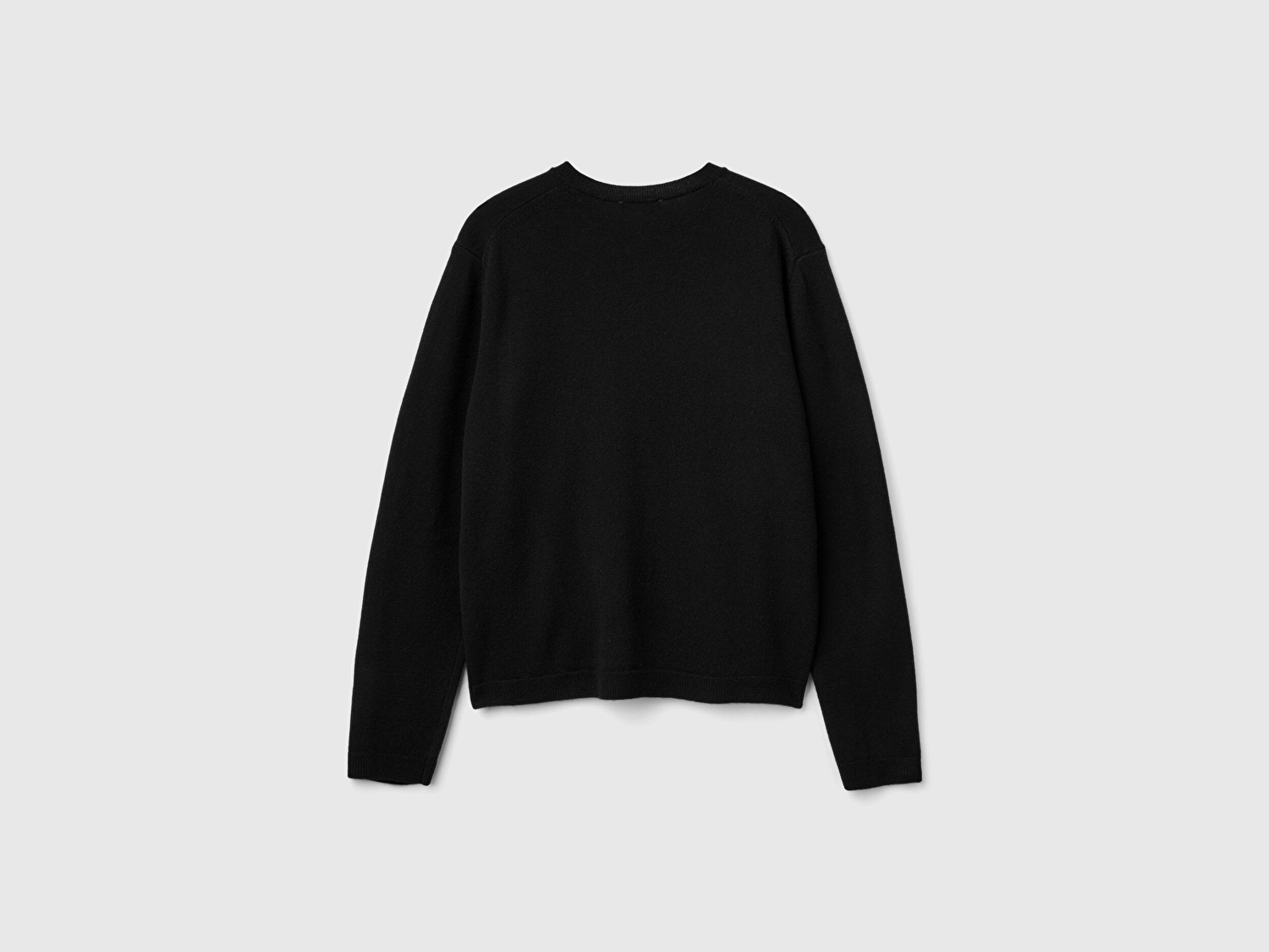Benetton Kadın Siyah Bisiklet Yaka %İnci Düğmeli Merino Hırka