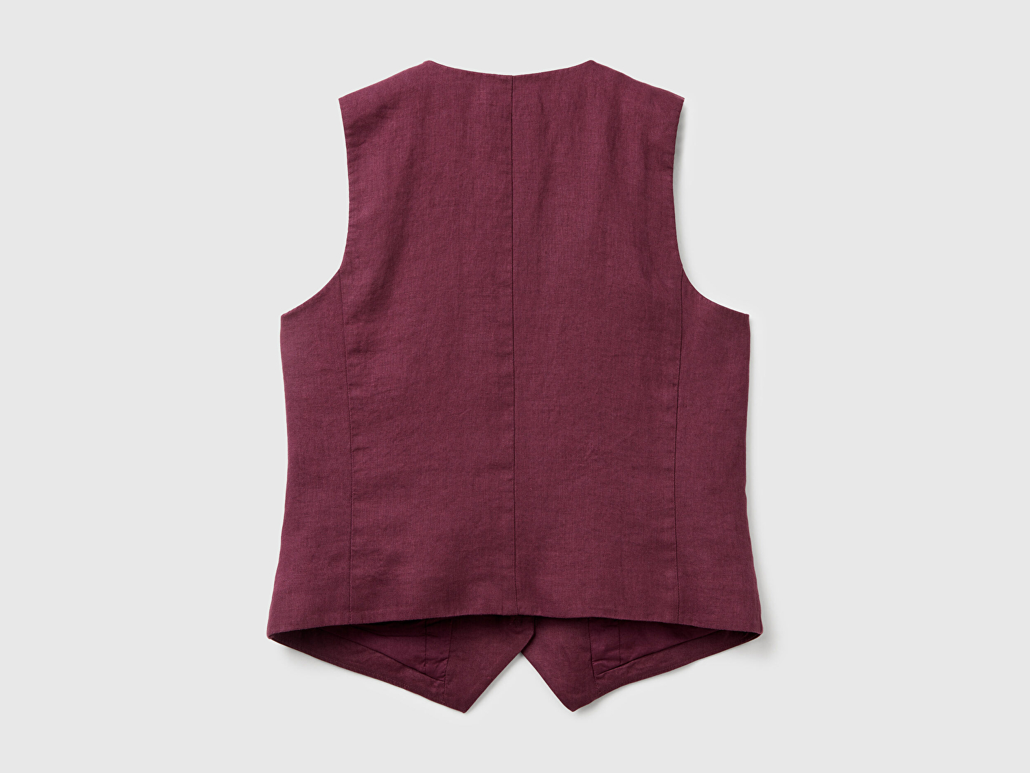 Benetton Kadın Mürdüm %100 Keten Önü Düğme İliklemeli V Yaka Yelek