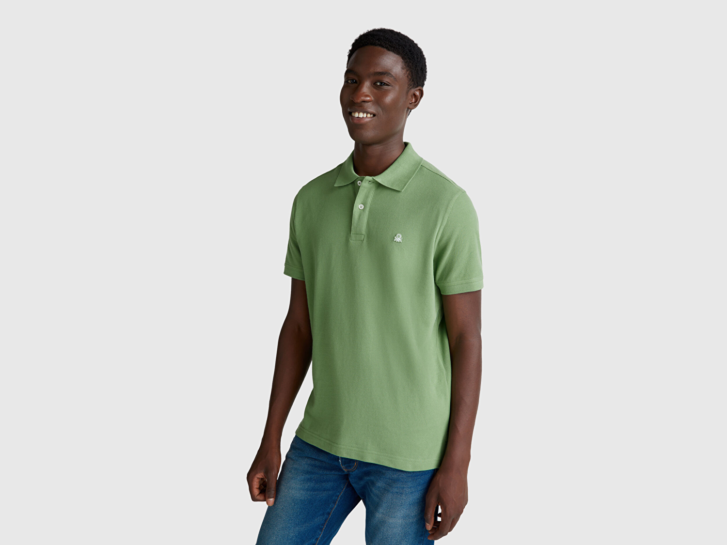 Benetton Erkek Açık Yeşill Regular Fit Kısa Kollu Polo T-Shirt