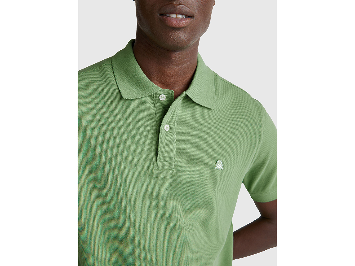Benetton Erkek Açık Yeşill Regular Fit Kısa Kollu Polo T-Shirt