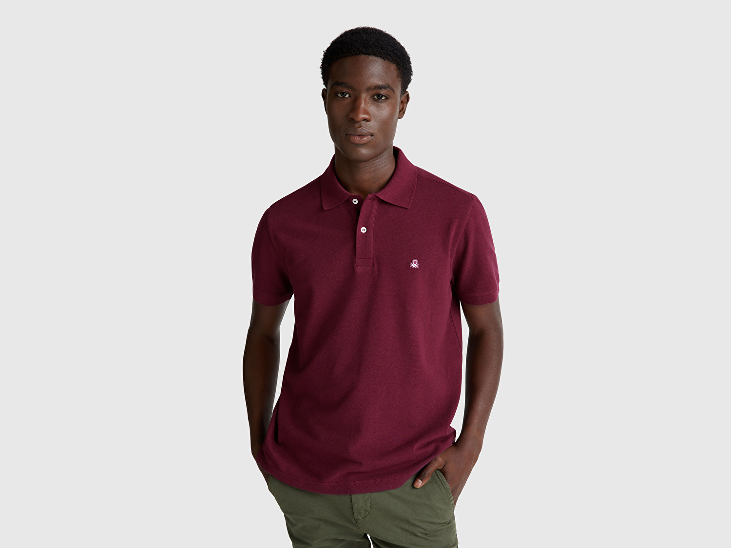Benetton Erkek Mürdüm Regular Fit Kısa Kollu Polo T-Shirt