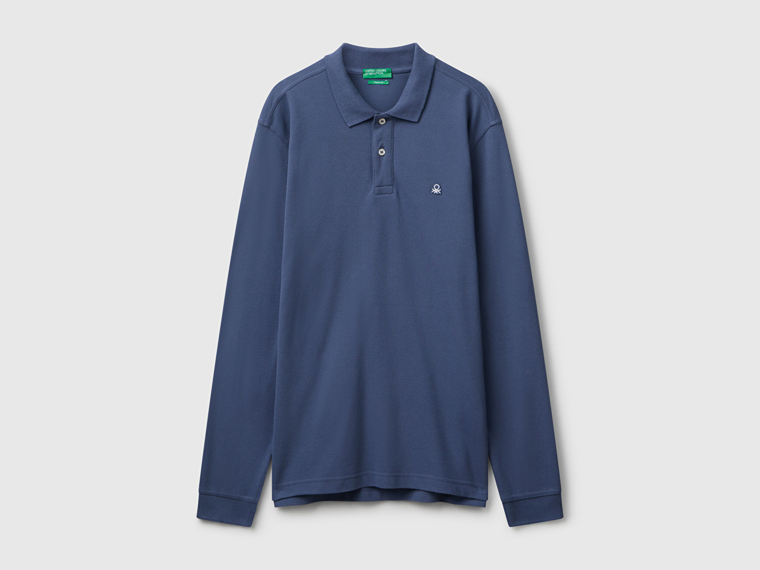 Benetton Erkek Havacı Mavi Uzun Kol Polo T-Shirt