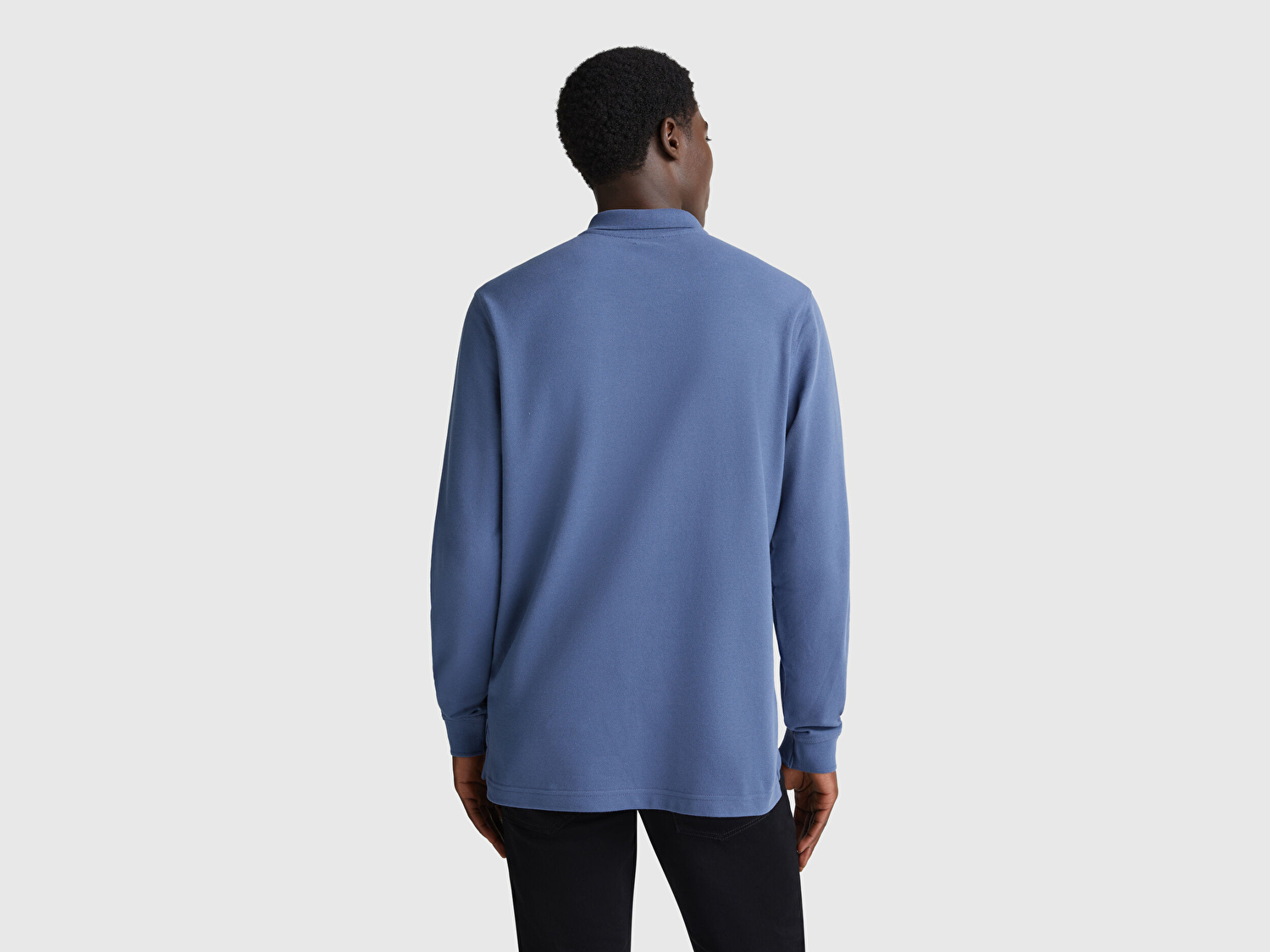 Benetton Erkek Havacı Mavi Uzun Kol Polo T-Shirt