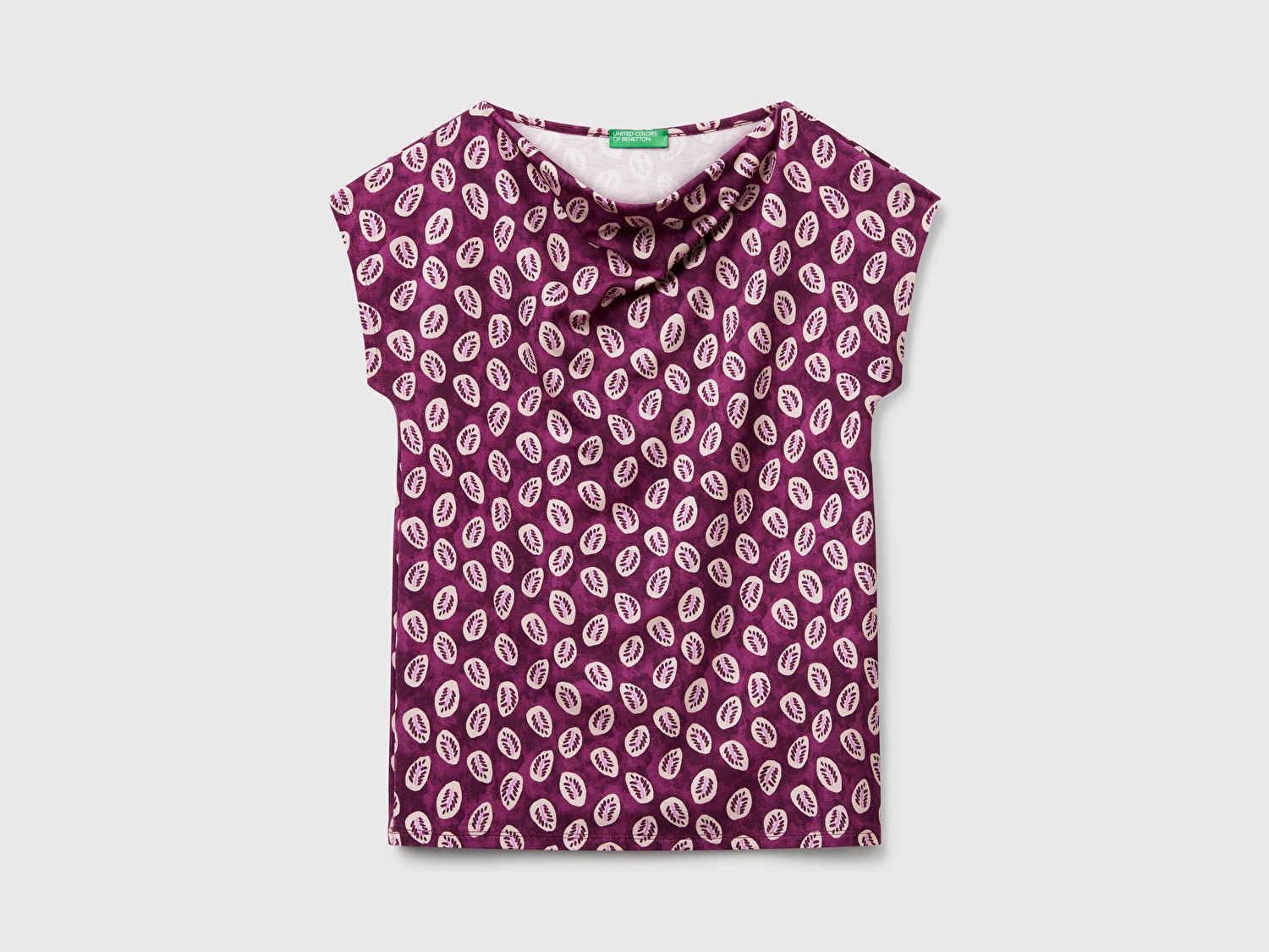 Benetton Kadın Mürdüm Desenli Kolsuz T-Shirt