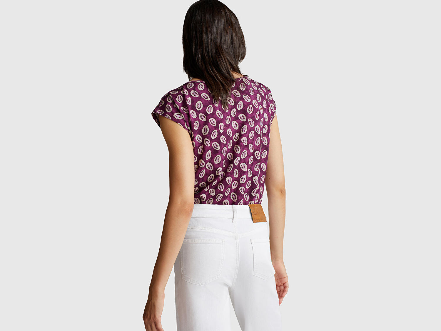 Benetton Kadın Mürdüm Desenli Kolsuz T-Shirt