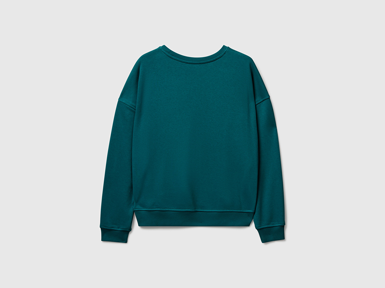 Benetton Kadın Koyu Yeşil Koton Karışımlı  Çiçek Motifli Sweatshirt