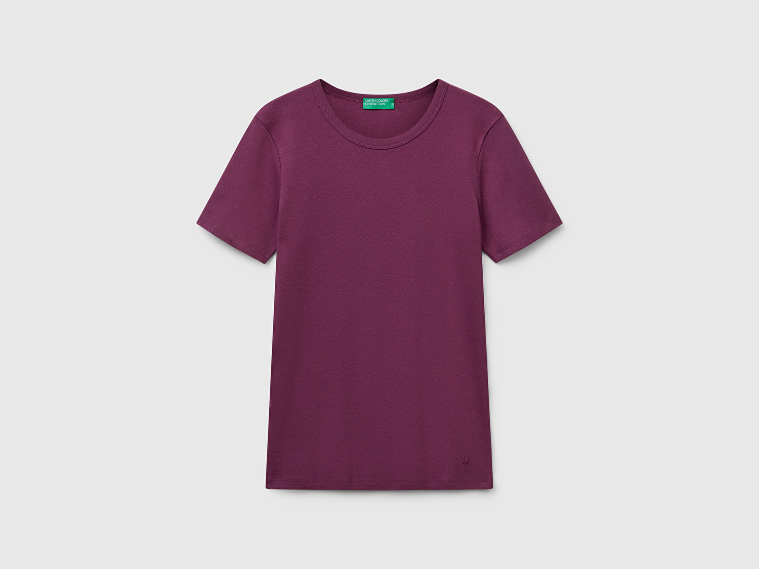 Benetton Kadın Mürdüm %100 Koton Basic Kısa Kollu Bisiklet Yaka T-Shirt