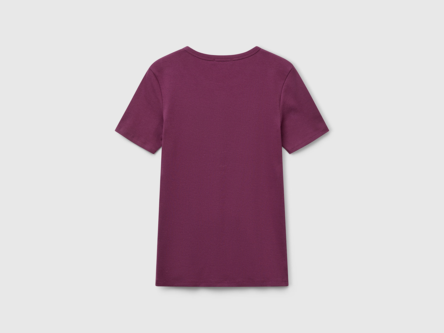 Benetton Kadın Mürdüm %100 Koton Basic Kısa Kollu Bisiklet Yaka T-Shirt