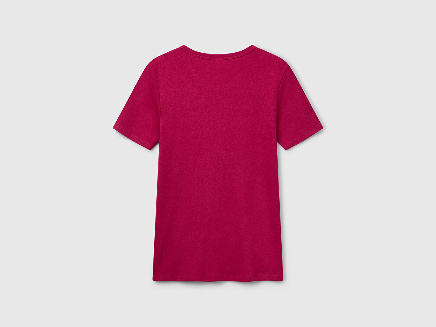 Benetton Kadın Fuşya %100 Koton Basic Kısa Kollu Bisiklet Yaka T-Shirt