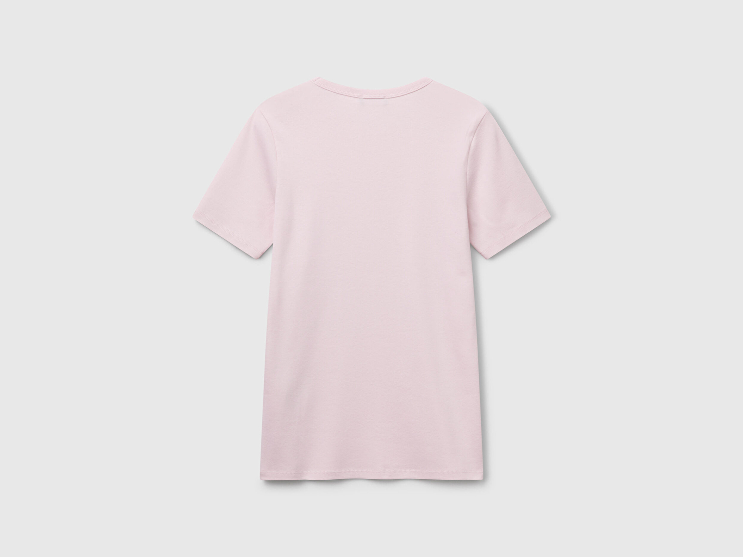 Benetton Kadın Açık Pembe %100 Koton Benetton Yazılı Basic T-Shirt