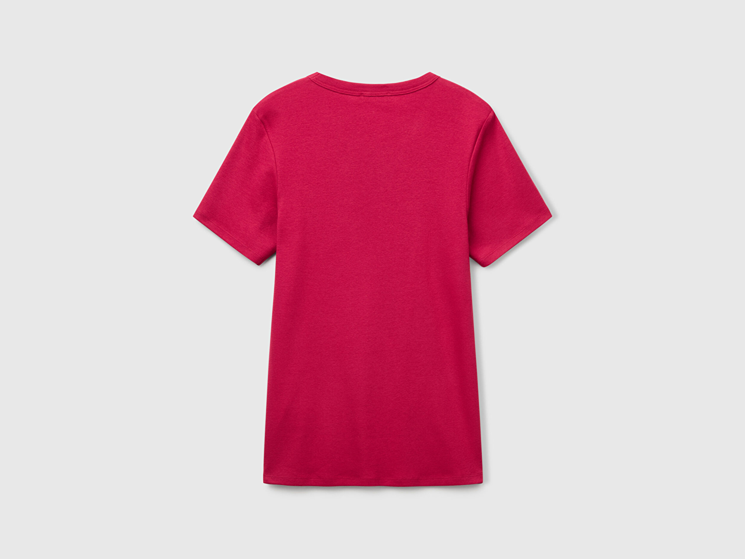 Benetton Kadın Fuşya %100 Koton Benetton Yazılı Basic T-Shirt