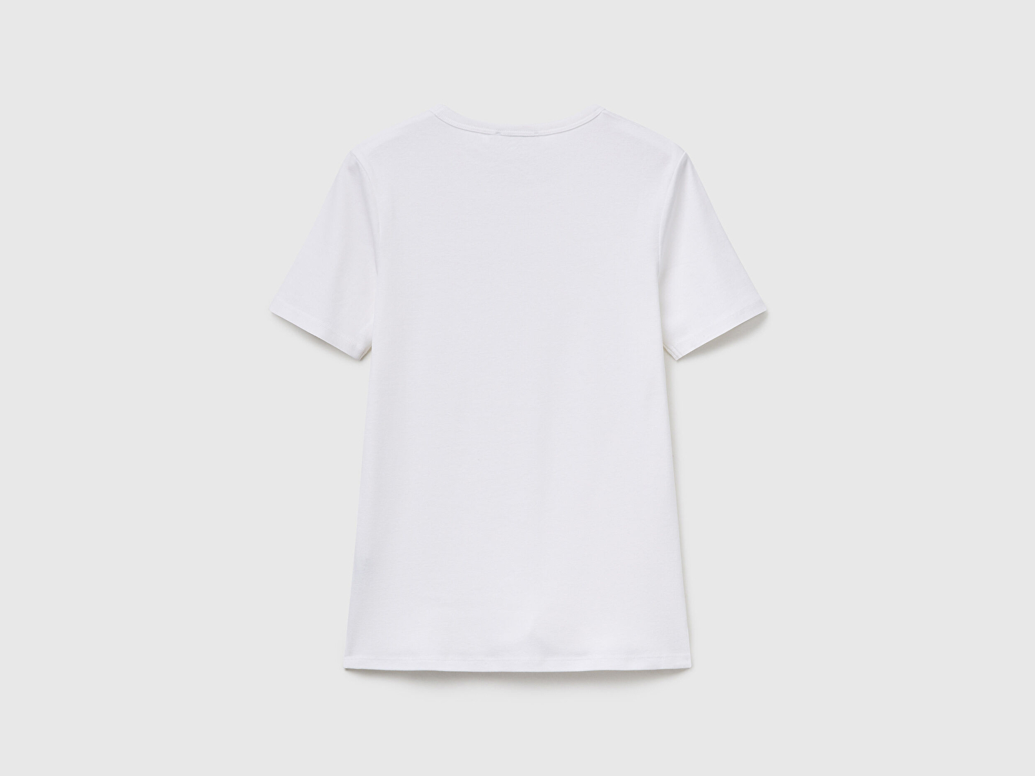 Benetton Kadın Beyaz-Renkli Yazılı %100 Koton Benetton Yazılı Basic T-Shirt